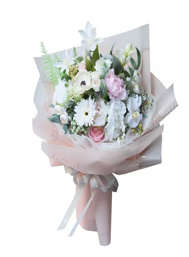 اويسيس أواسيس - 20 ورقة تغليف باقات زهور فاخرة مقاومة للماء على الطراز الكوري (58 سم × 58 سم، 60 ميكرون) | تصميم حواف على شكل نبضات قلب، ورق تغليف هدايا للزهور وورق تغليف هدايا يمكنك صنعه بنفسك لعيد الحب (وردي) - Image 3